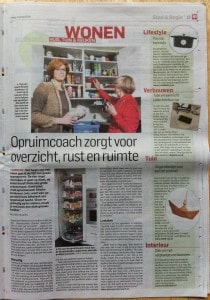 Interview met Jouw opruimcoach in de krant het AD dd 15 januari 2016 